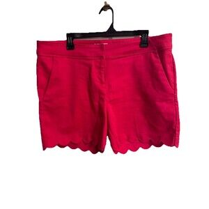 Isaac Mizrahi Bright Pink Scalloped Tailored Shorts 14 Pockets Stretch a27